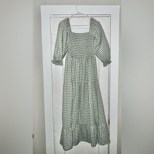 Amazon Green Gingham Midi Dress